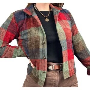 Christopher & Banks Women's Plaid Shacket Size M Granola Girl Lumberjack Indie